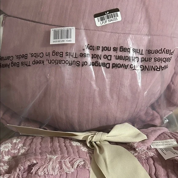 Studio McGee Bundle Purple/Cream Jaquard Throw Blanket & Pillow